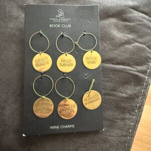 Book Club Wine Charms Set Of 6 With Book-Themed Sayings